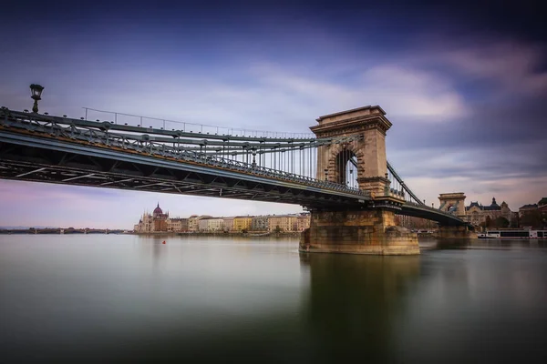 Budapeşte Macaristan Daki Zincir Köprüsü Szechenyi Lanchid — Stok fotoğraf