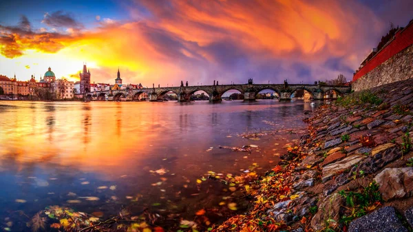 Charles Bridge Prague Early Morning Czech Republic — стокове фото