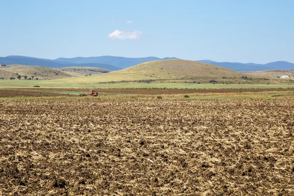 Tracteur soufflant dans la prairie — Photo