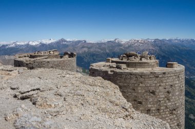 panorama from Mont Chaberton with ruined artillery clipart