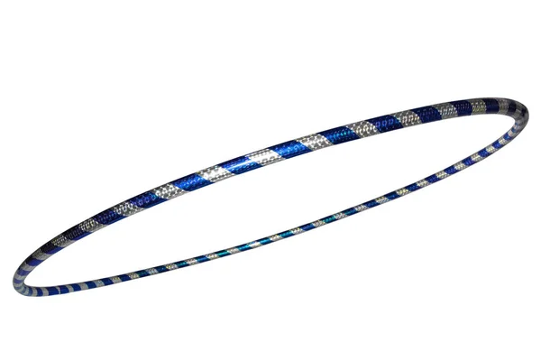 Der Hula-Hoop-Reifen silber mit blau. isoliert auf weißem Hintergrund — Stockfoto