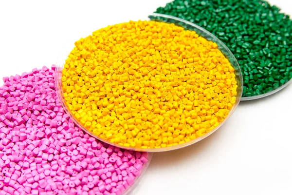 Plastic pellets. Colorant for polymers in granules. — Stock Photo, Image