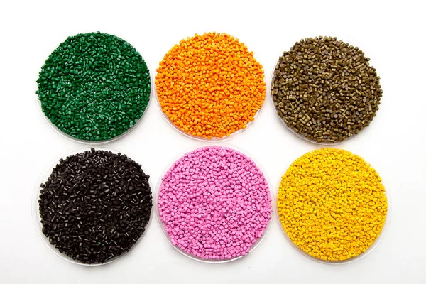 Plastic pellets . Colorant for polymers in granules. — Stock Photo, Image