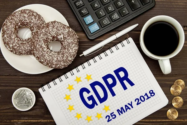 GDPR. Notesbog med noter Generel databeskyttelsesforordning om - Stock-foto