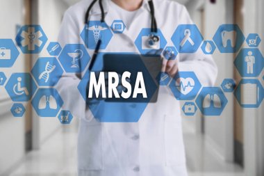 Tıbbi doktor stetoskop ve word Mrsa metisiline-Resis ile