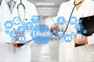 Tıbbi doktor stetoskop ve tıbbi net Word'de E-Sağlık