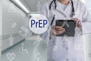 Dokunmatik ekranda arka plan b tıp simgelerle hazırlayın