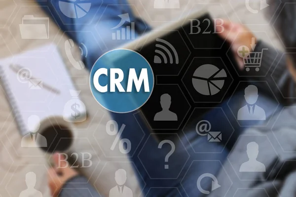 Customer Relationship Management. CRM on the touch screen with a