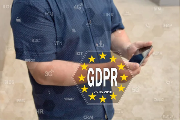 Regolamento generale sulla protezione dei dati. GDPR sul touch screen arguzia — Foto Stock