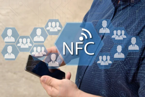 Near Field Communication. NFC Button on the touch screen with a