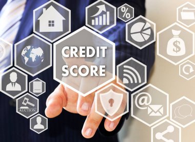 İşadamı kredi puanı Touch düğmesini tıklatır 