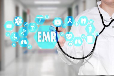 Elektronik tıbbi kayıtları. EMR medicin ile dokunmatik ekranda