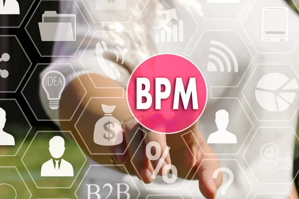 BPM, Gestión de procesos de negocio en la pantalla táctil — Foto de Stock