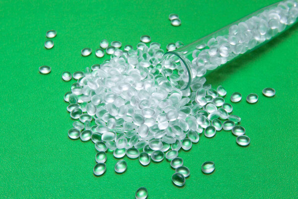 HDPE. Transparent Polyethylene granules.Plastic pellets. Plastic