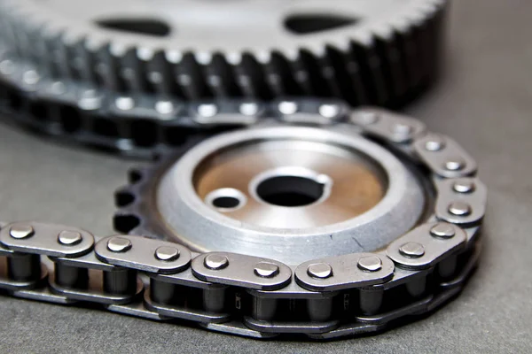 Timing chain and sprockets close-up Royalty Free Stock Images