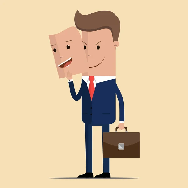 İşadamı veya Yöneticisi karakter. Yöneticisi karakter mutlu ve kızgın. İki karakter ile karşı karşıya. Kötü adam giyim iyi maskesi