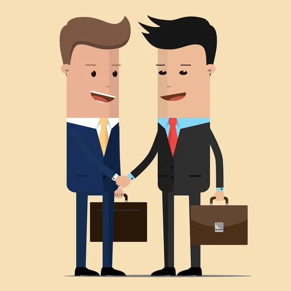 The meeting of two businessmen and business handshake. meeting of the two politicians, diplomats, partners or friends greeting with a handshake. Chinese, Japanese or Korean businessman — Stock Vector