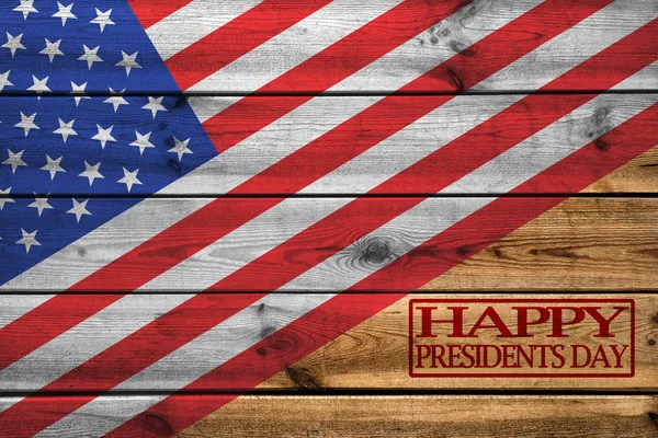Ahşap arka plan üzerinde mutlu Başkanlar Günü tebrik kartı