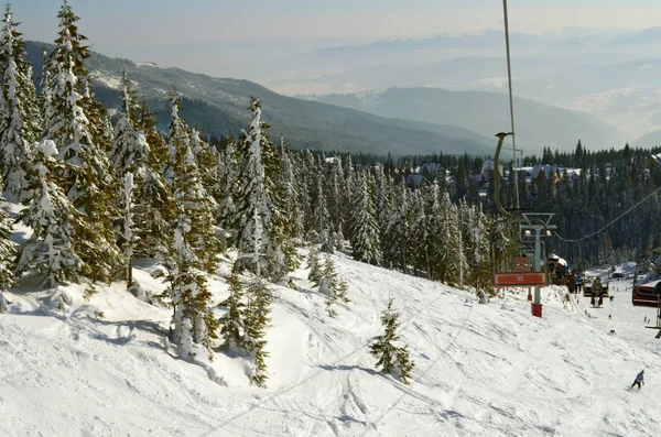 Traveling up a ski lift. Ski Resort