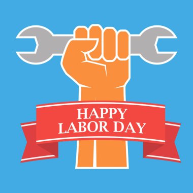 1 Mayıs - İşçi Bayramı. İşçi Bayramı poster veya başlık sayfası yumruk anahtar ile vektör. işçi günü poster. Vektör çizim