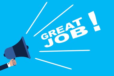 İleti büyük iş ile megafon. Hoparlör büyük iş kelime. vektör çizim