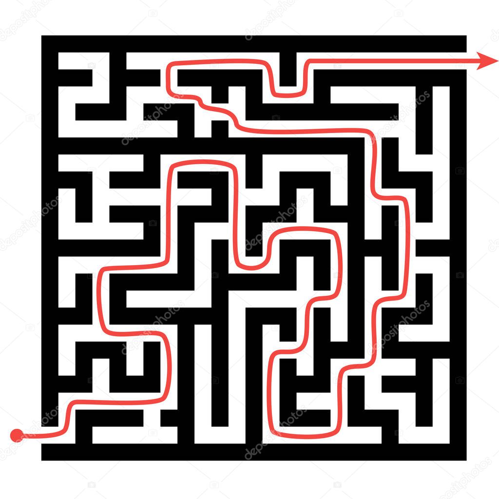 Solved labyrinth. Vector illustration