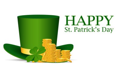 Aziz Patrick günü kartı ile altın cüce paraları. Vektör çizim