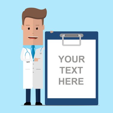 Doktor, ona parmağıyla işaret boş Pano duruyor