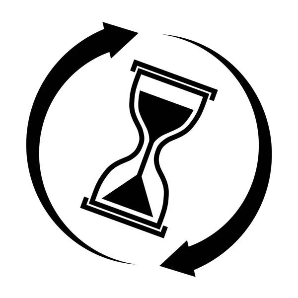 アイコン ベクトル、白で隔離中の矢印と砂時計。処理時間シンボル、ロゴの図 — ストックベクタ