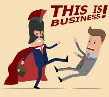 Businessman in suit Spartan has another leg of a businessman. Business competition vector illustration clipart