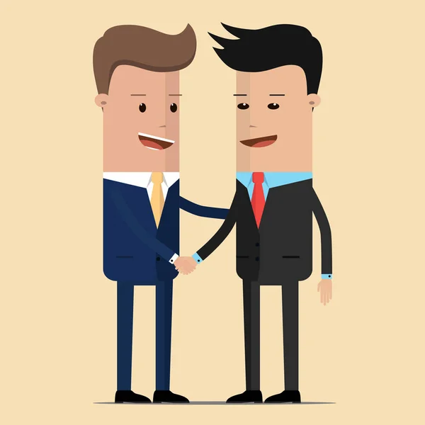 Setkání dvou obchodníků a obchodních handshake. setkání dvou politiků, diplomatů, partnery nebo kamarády pozdrav s handshake — Stockový vektor