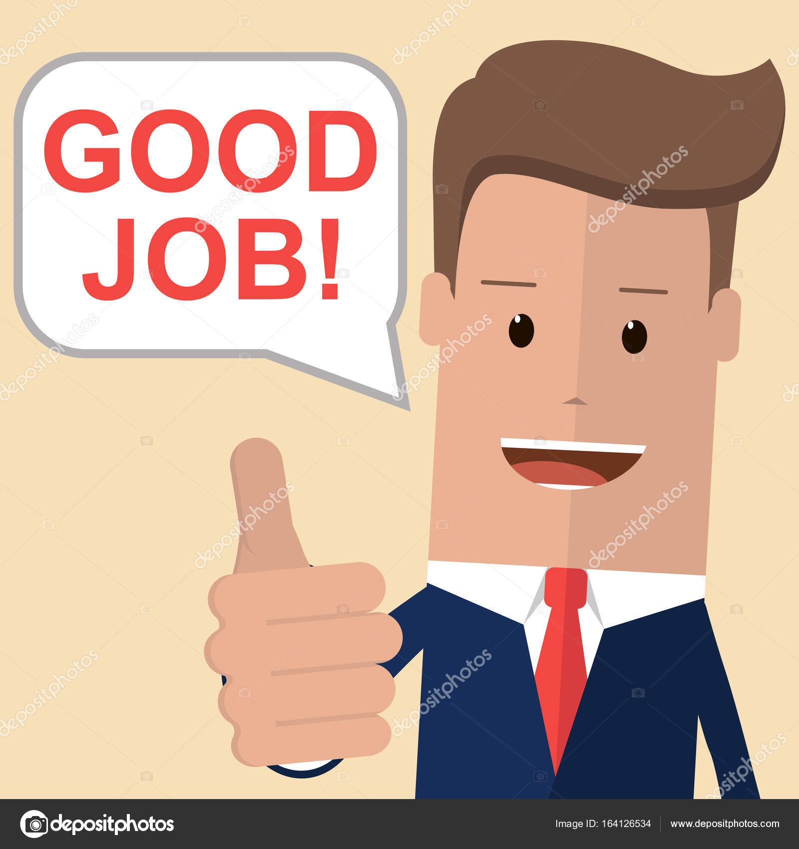 Businessman Showing Thumbs Up With Words Good Job Business