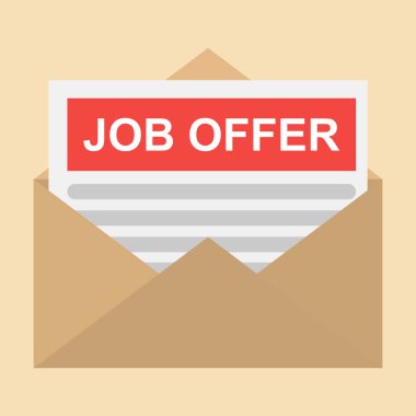 İş teklif iletisi ile açık zarf. Vektör çizim