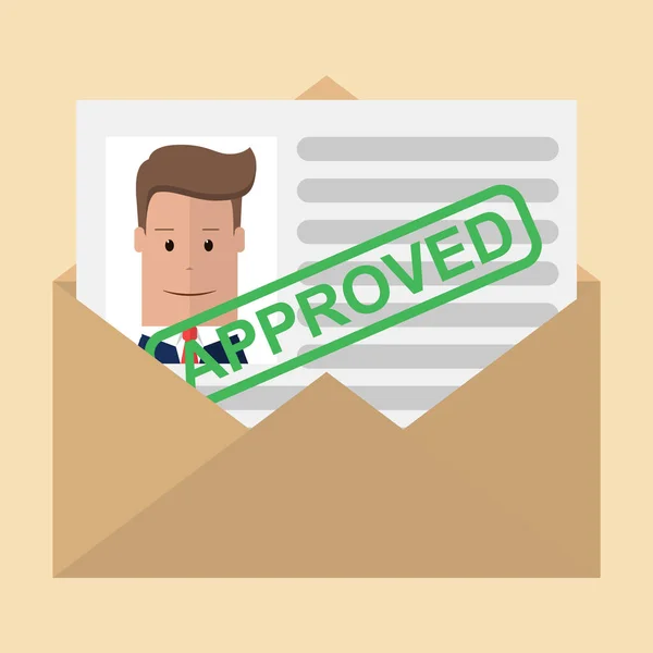 Envelope with letter " Approved ". Vector illustration — Stock Vector