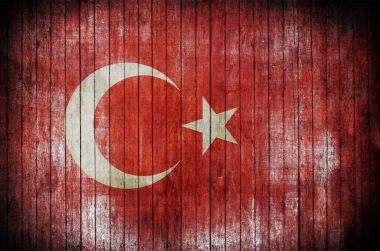 Ahşap arka plan üzerinde Türk bayrağı