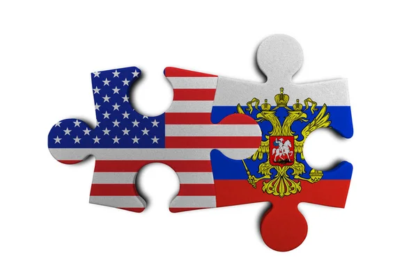 США і Росії головоломки з прапорами — стокове фото