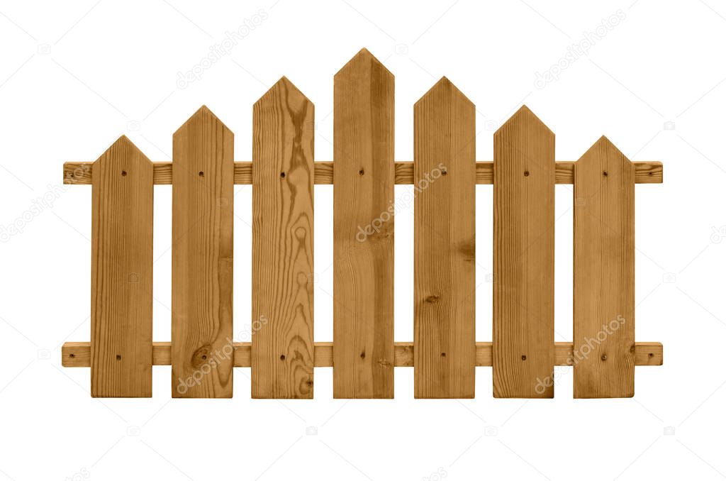 Wooden fence on white background