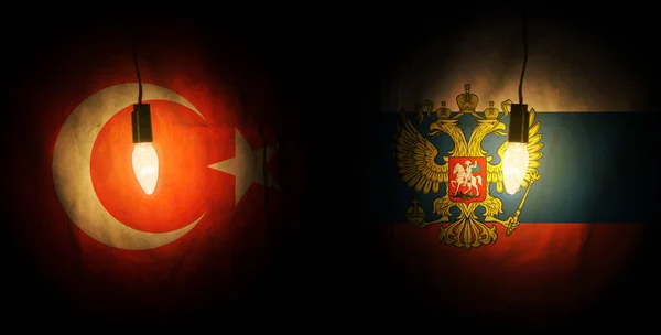 러시아와 터키 깃발 — 스톡 사진