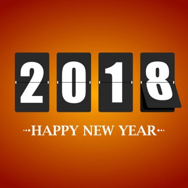 Mutlu yeni yıl 2018 kartı. Mekanik takvim hareketinde. Vektör çizim