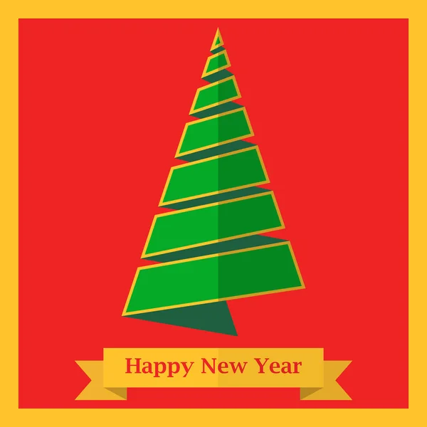 Χριστουγεννιάτικο δέντρο από κορδέλα διάνυσμα φόντο. Ευτυχισμένος ο καινούριος χρόνος. Εικονογράφηση διάνυσμα — Διανυσματικό Αρχείο