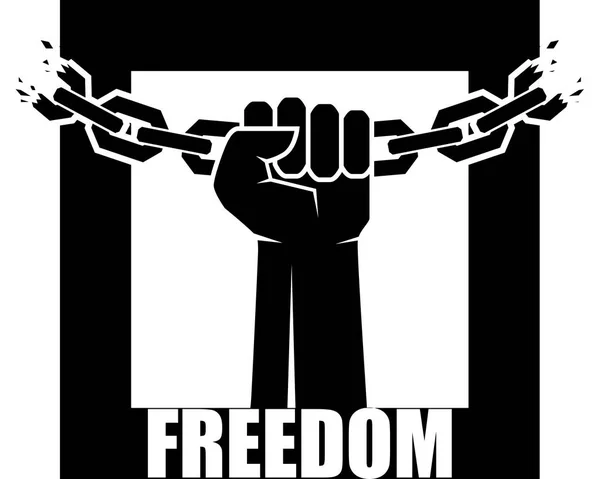 Значок свободы. Human hands and broken chain. Freedom concept. Векторная иллюстрация — стоковый вектор