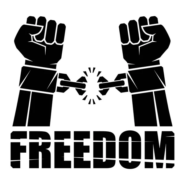 两只手紧握着拳头撕裂锁链, 束缚了自由革命的象征。人的手和断链。自由概念。矢量插图 — 图库矢量图片