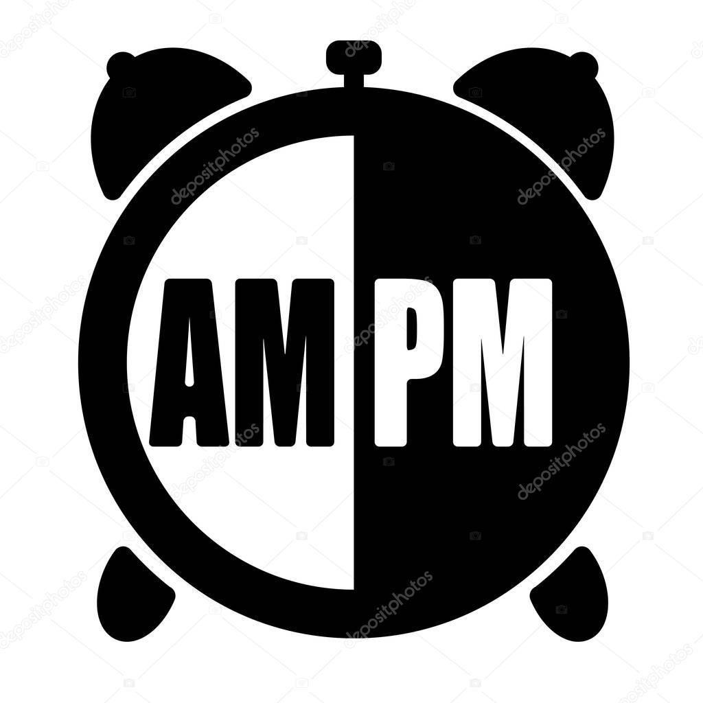 Alarm clock. AM PM icon. Vector illustration