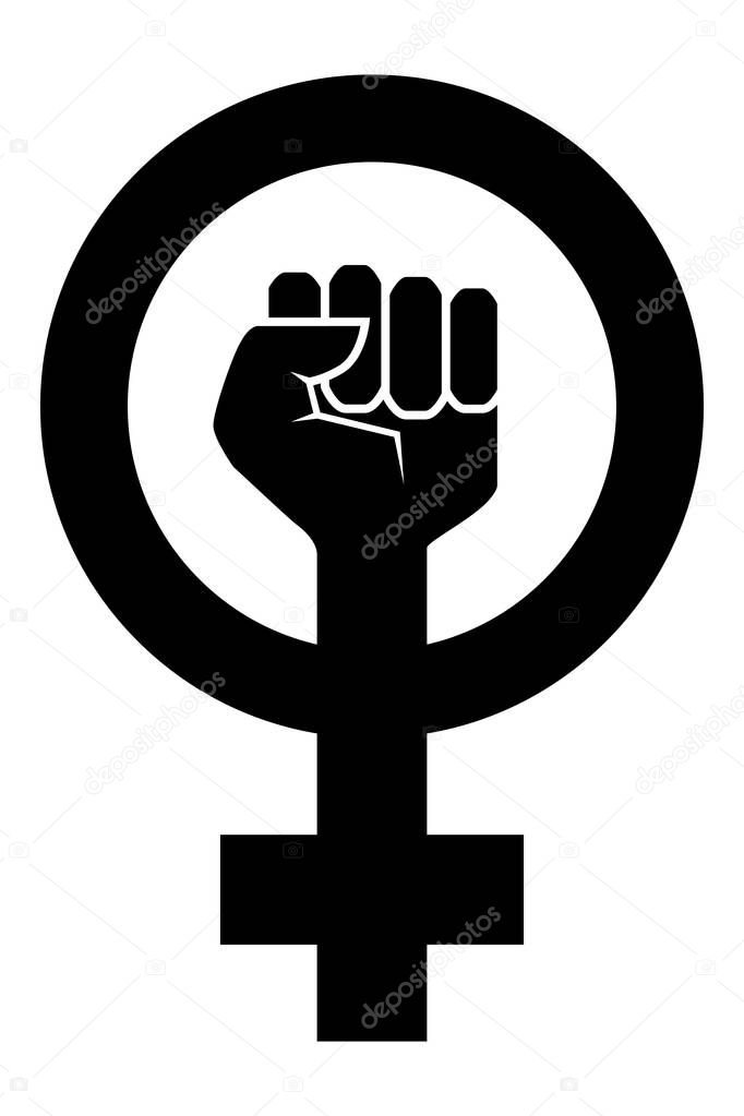 Female woman feminism protest hand icon. Vector illustration