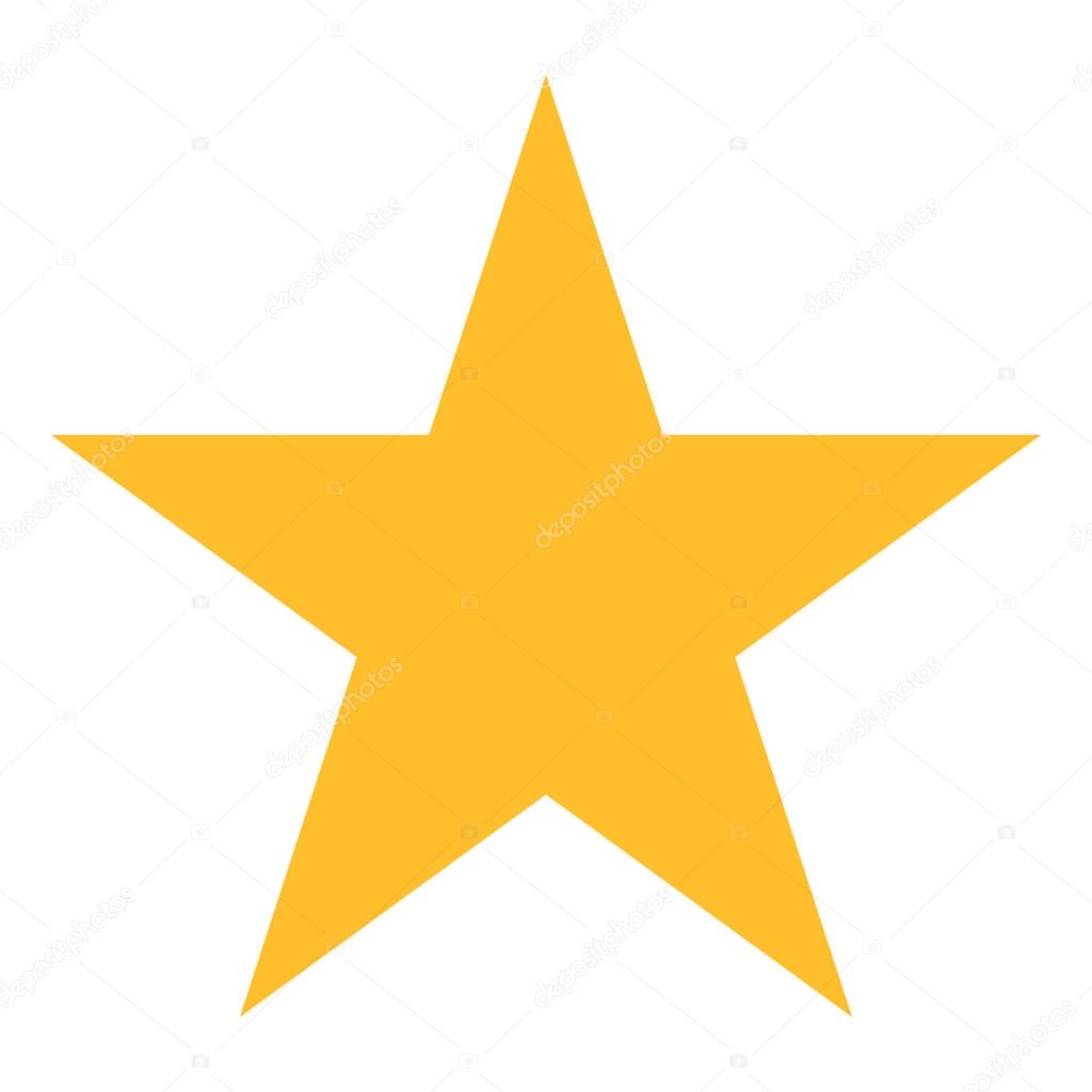 Golden star on white background. Star vector icon. Yellow favorite web symbol. Vector illustration