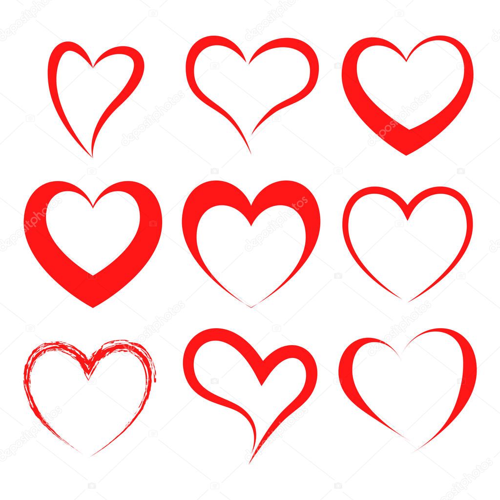 Vector hearts set. Hearts icons. Vector illustration