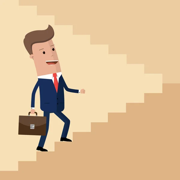 Levántate. Empresario subiendo las escaleras. El crecimiento del concepto empresarial y el camino hacia el éxito. Ilustración vectorial — Vector de stock