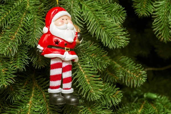 Papai Noel no fundo da árvore de Natal . — Fotografia de Stock