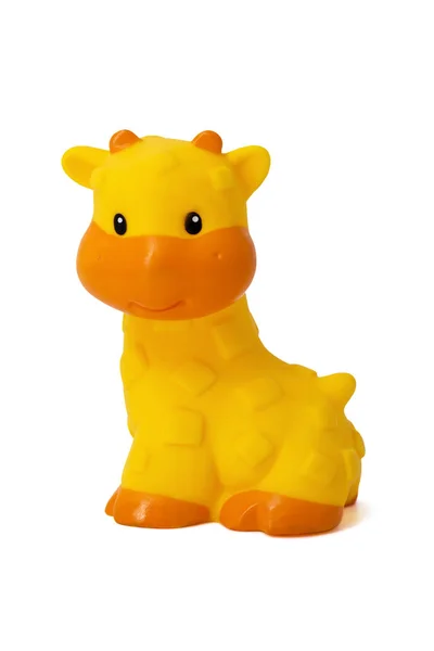 Rubber toy giraffe on a white background. Child's toy isolated over white background — Stock Photo, Image