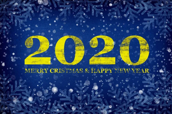 2020 Καλή Πρωτοχρονιά φόντο, κάρτα, πανό, φυλλάδιο. Banner του 2020 Νέο έτος και Καλά Χριστούγεννα με χιόνι — Φωτογραφία Αρχείου